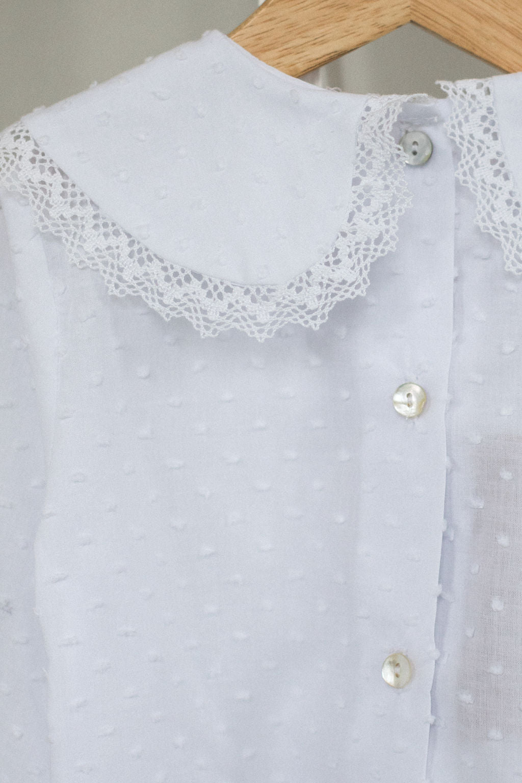 Dotted swiss Peter Pan Blouse in white
