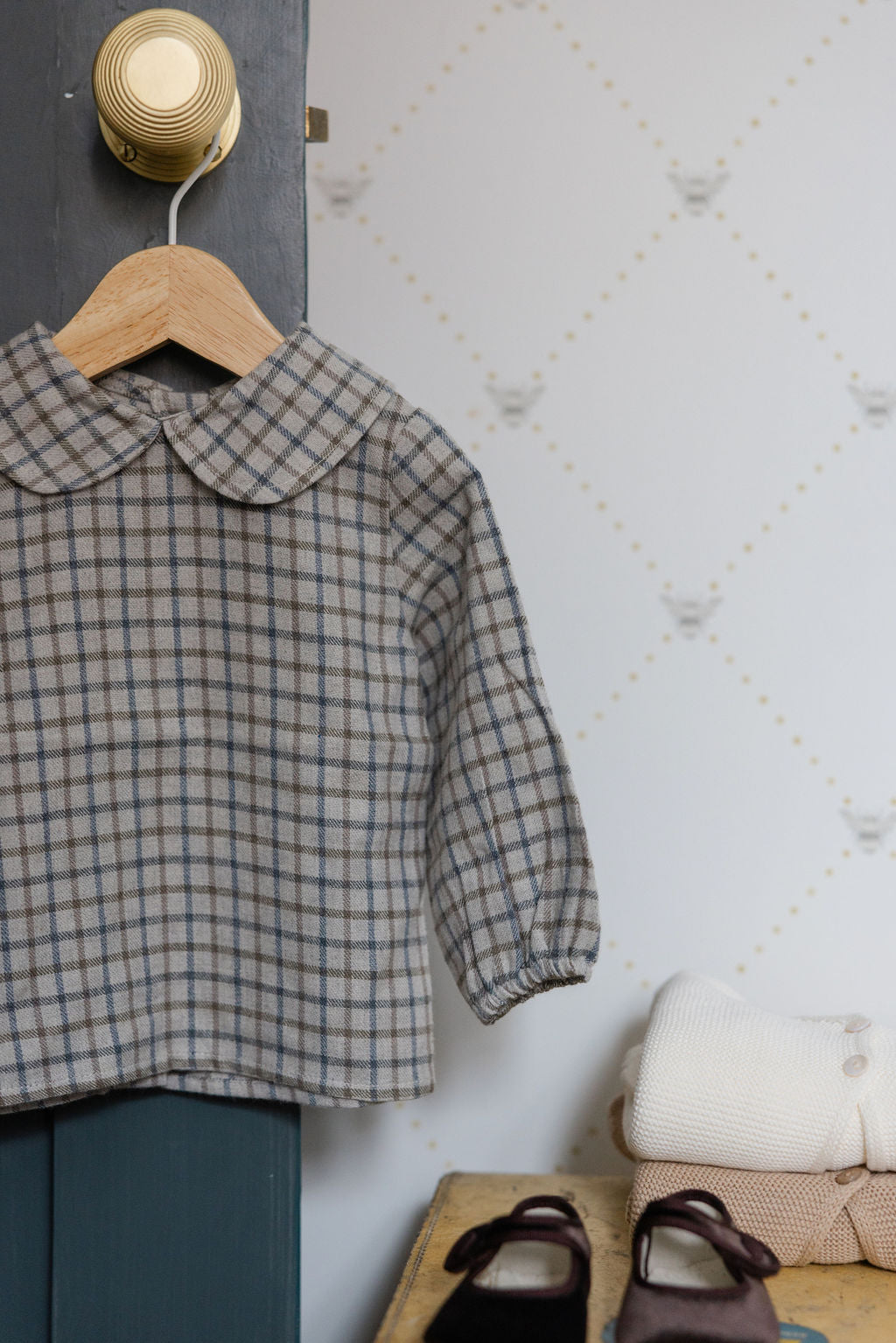 Peter Pan shirt in plaid franel