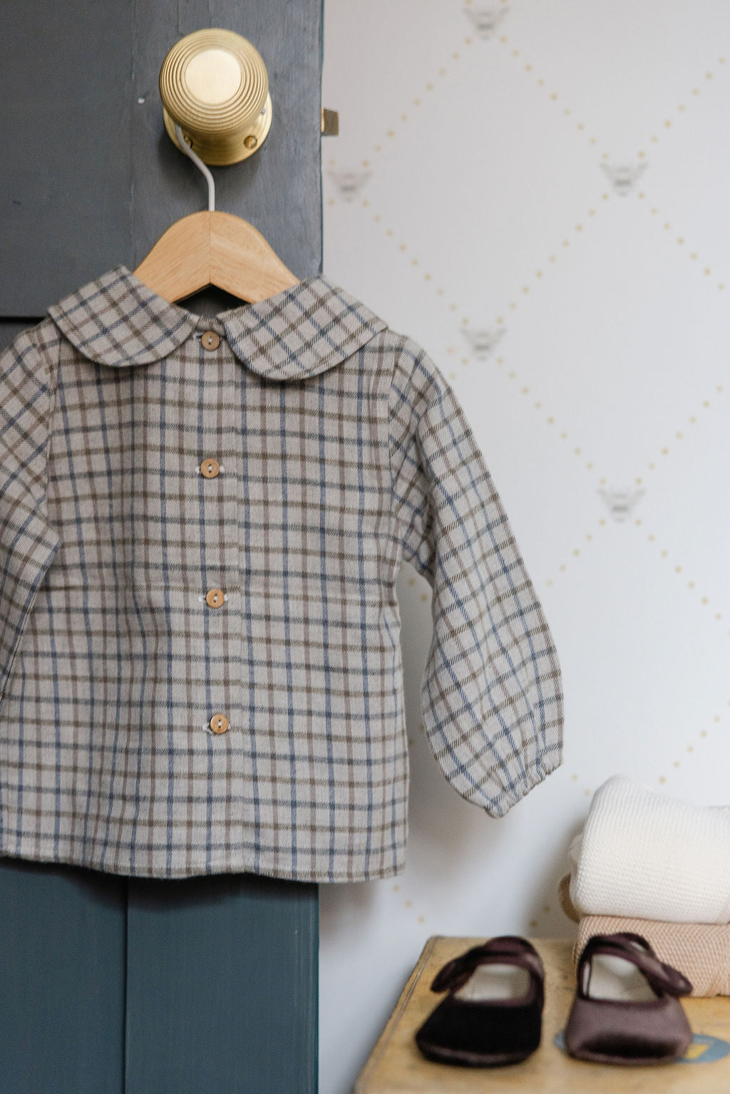 Peter Pan shirt in plaid franel