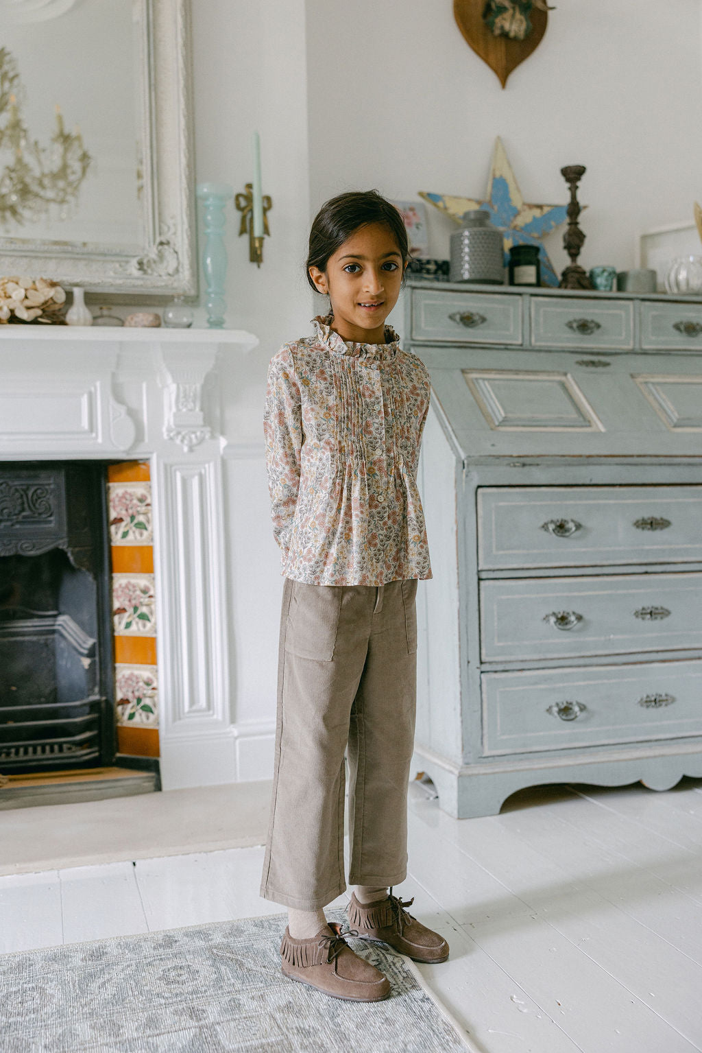 Corduroy wide trousers