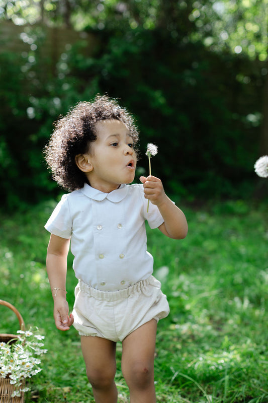 Double buttoned Peter Pan shirt