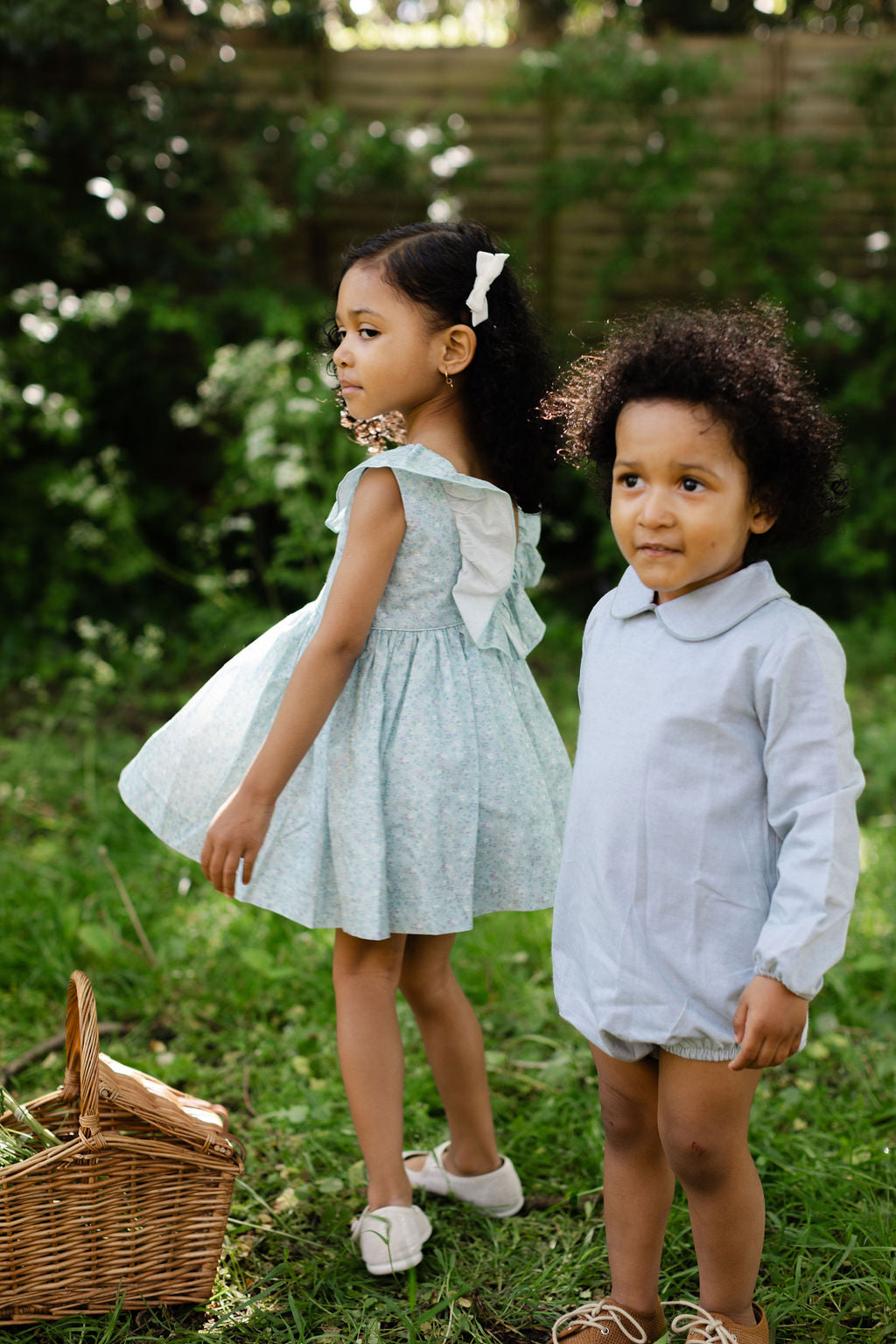 Peter Pan Romper in Oxford kaki
