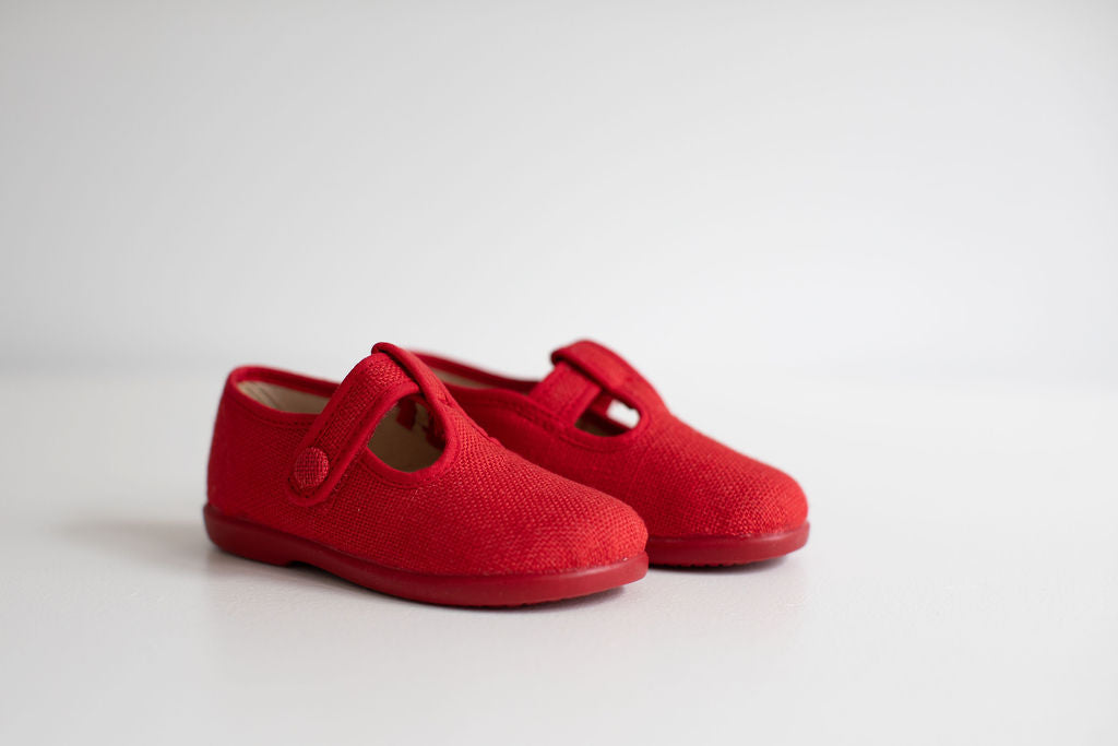 T-bar shoes in red