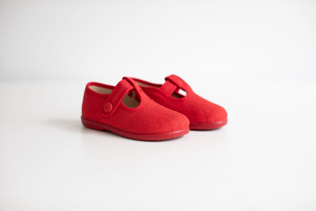 T-bar shoes in red