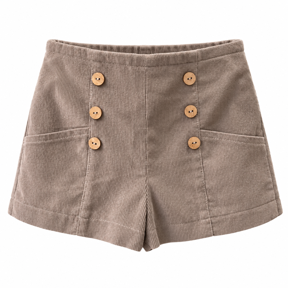 Corduroy buttons front shorts