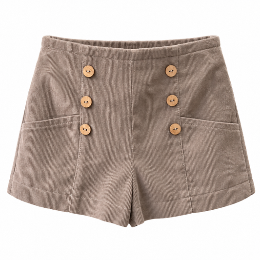 Corduroy buttons front shorts