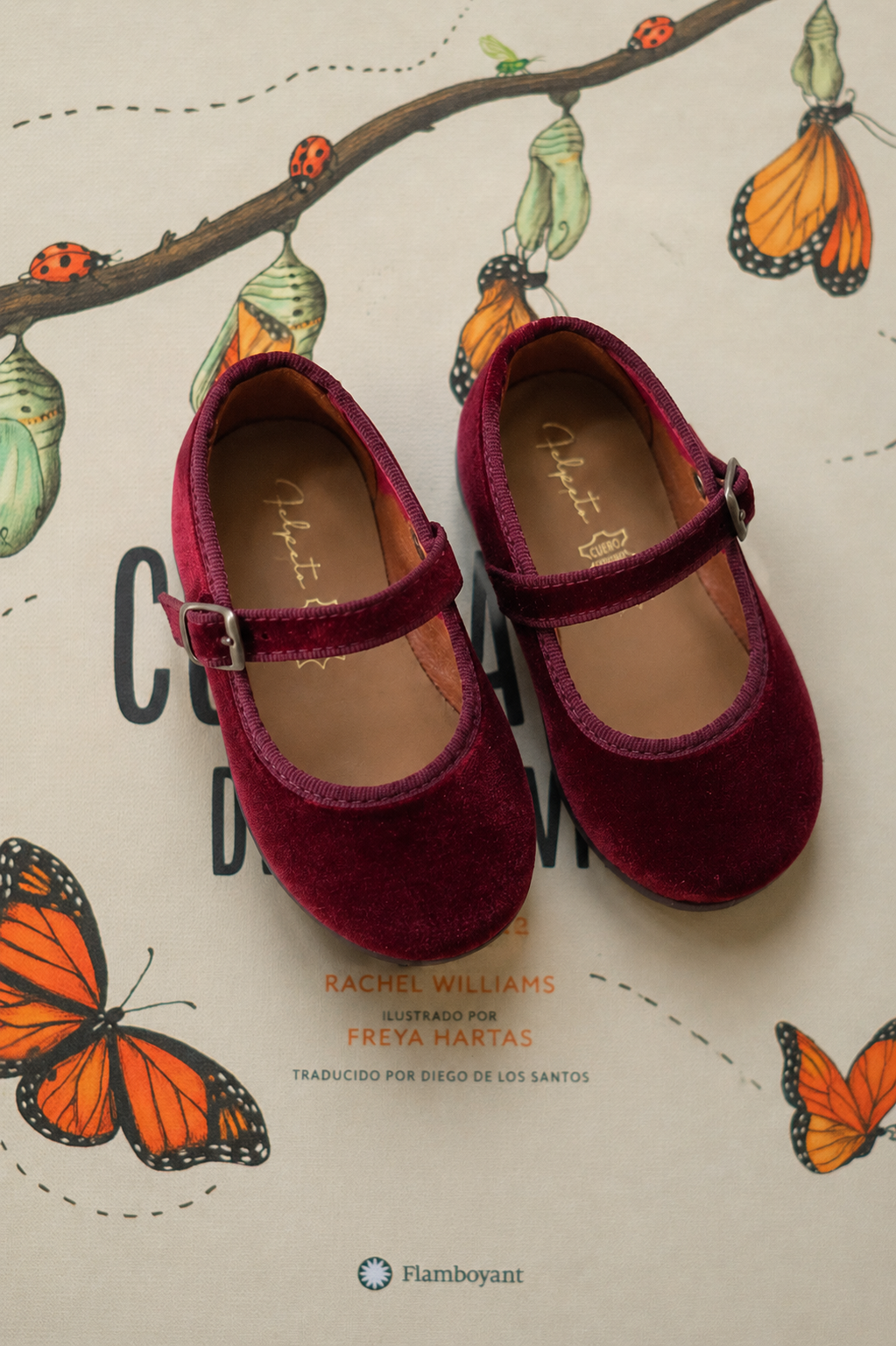 Mary Jane velvet deluxe in burgundy