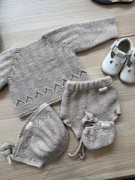 Knitting cardigan set in beige (ready to ship)