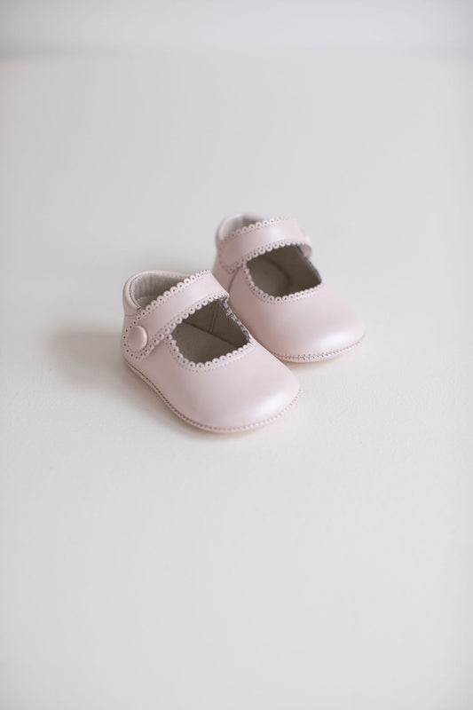 Mary-Jane pram shoes in pearly pink