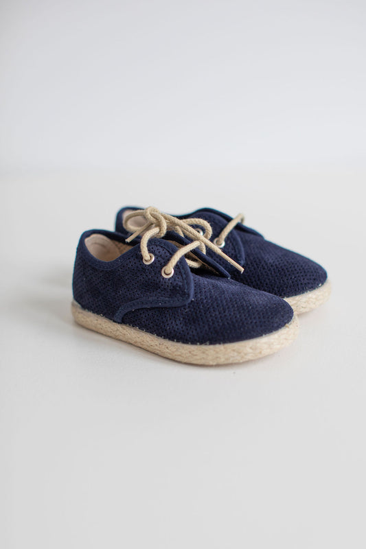 Navy split leather shoes