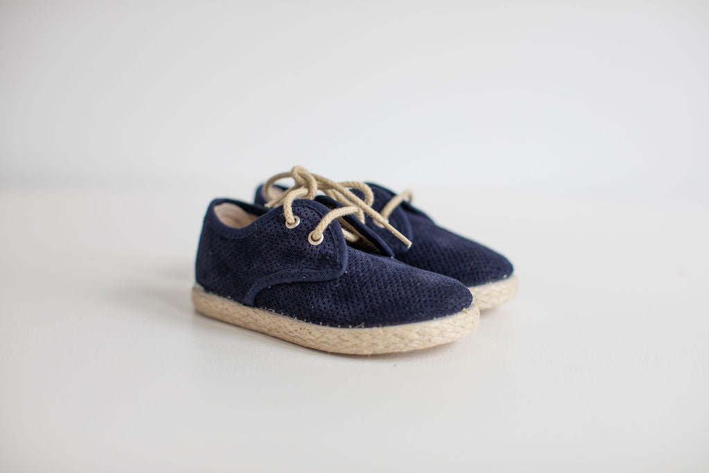 Navy split leather shoes