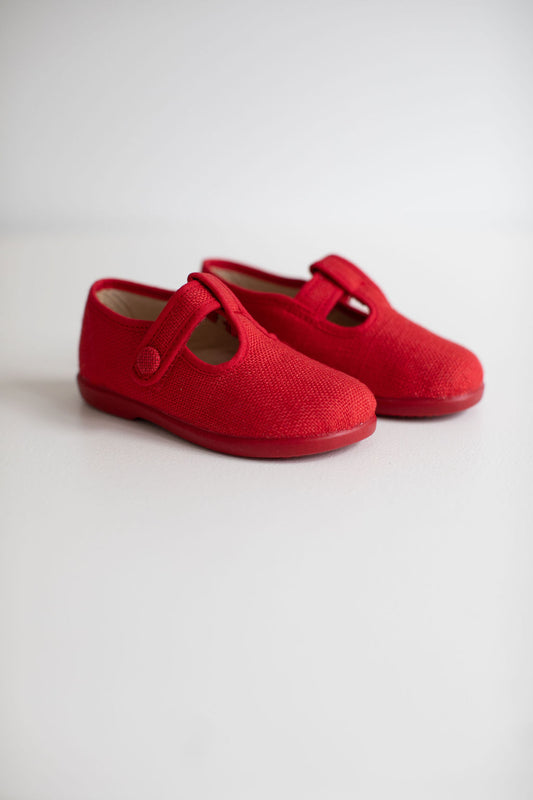 T-bar shoes in red